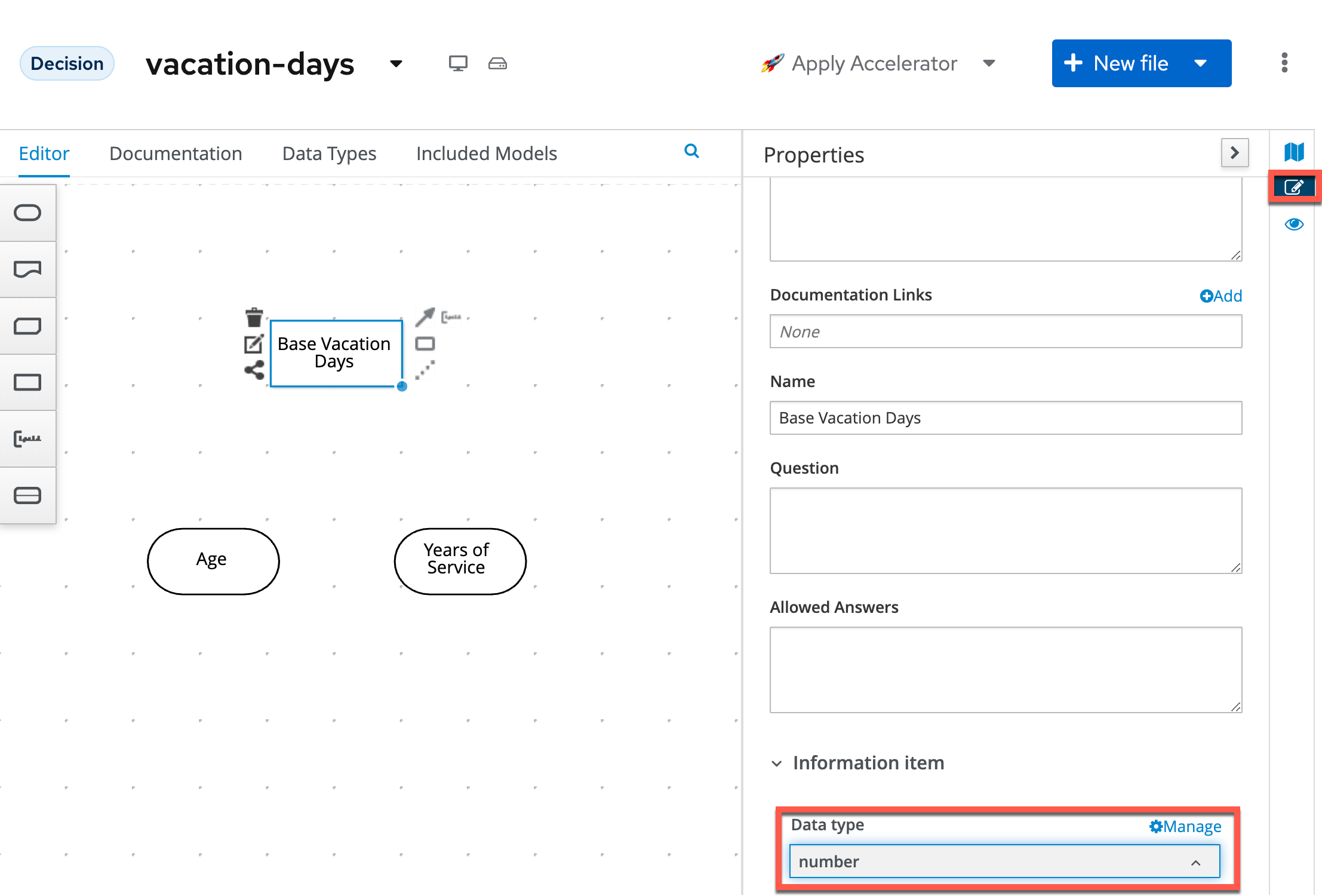 Decision Node Property Panel