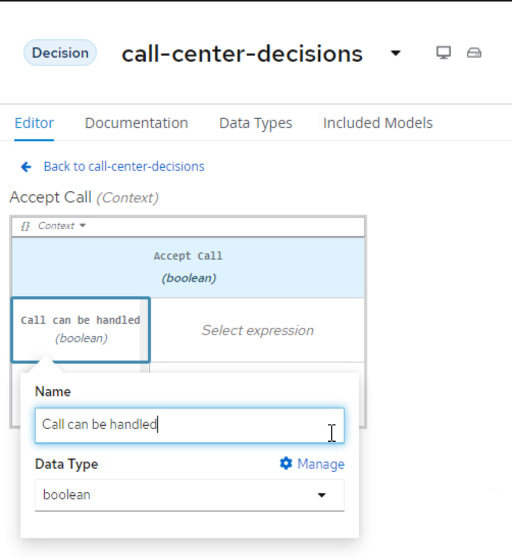 Set Context Row One Type