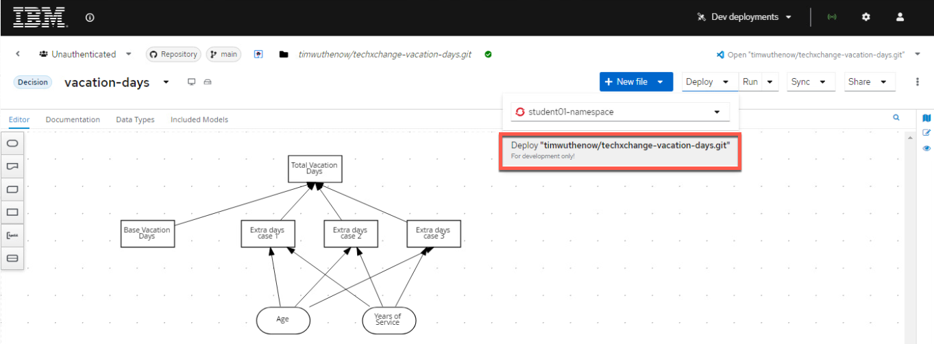 Pressing deploy to deploy sample service