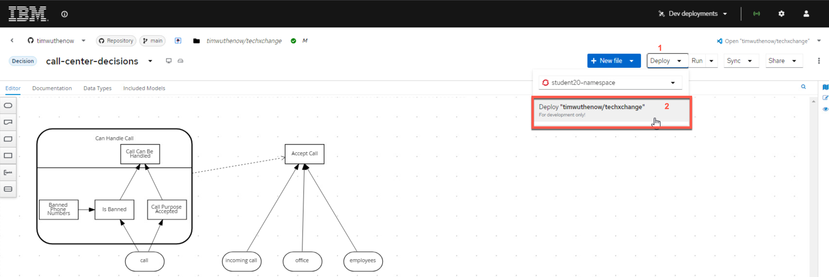 Pressing deploy to deploy sample service