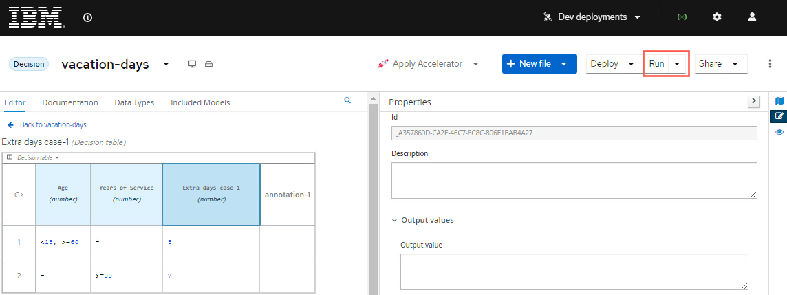 Decision Table Default Output